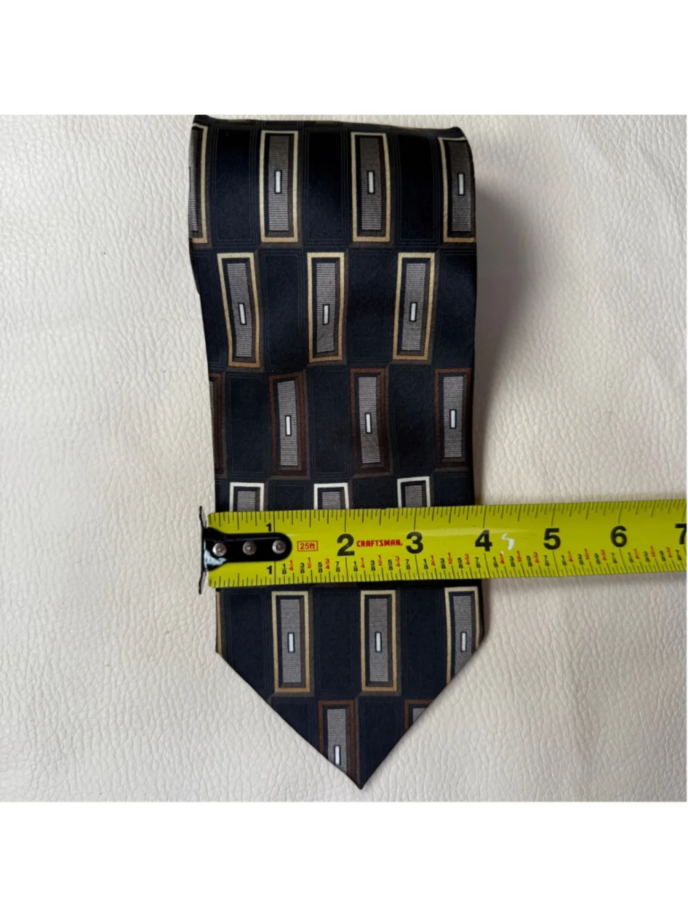 Colours Alexander Julian 100% Silk Tie Black Gray Geometric Mens Necktie